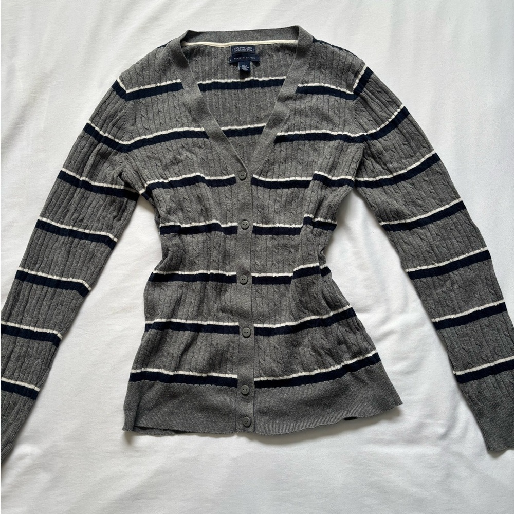 Gray Striped Women's Sweater